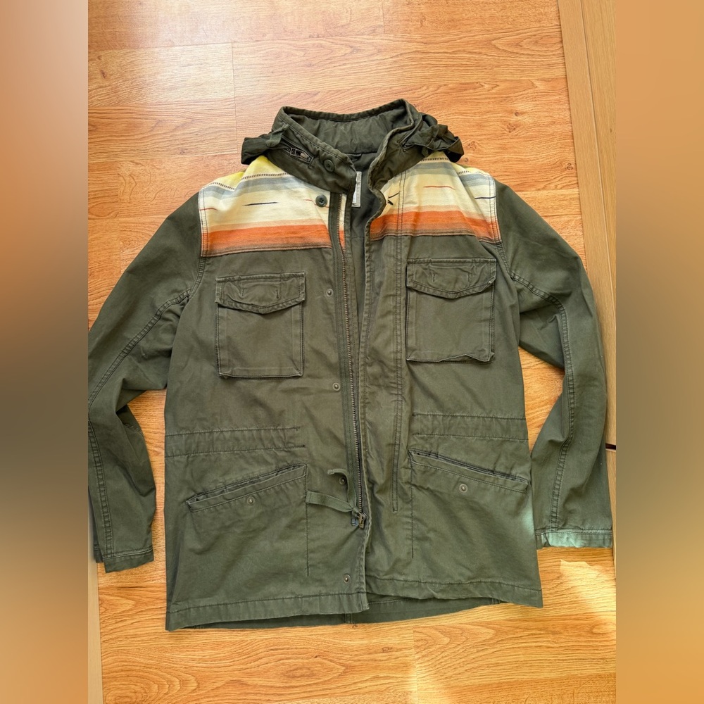 GAP Olive Utility Jacket with Multicolor Stripes Size M - Picture 10 of 10